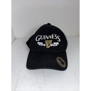 Guinness Beer Hat Cap Adjustable, Black White Hat With Bottle Opener￼